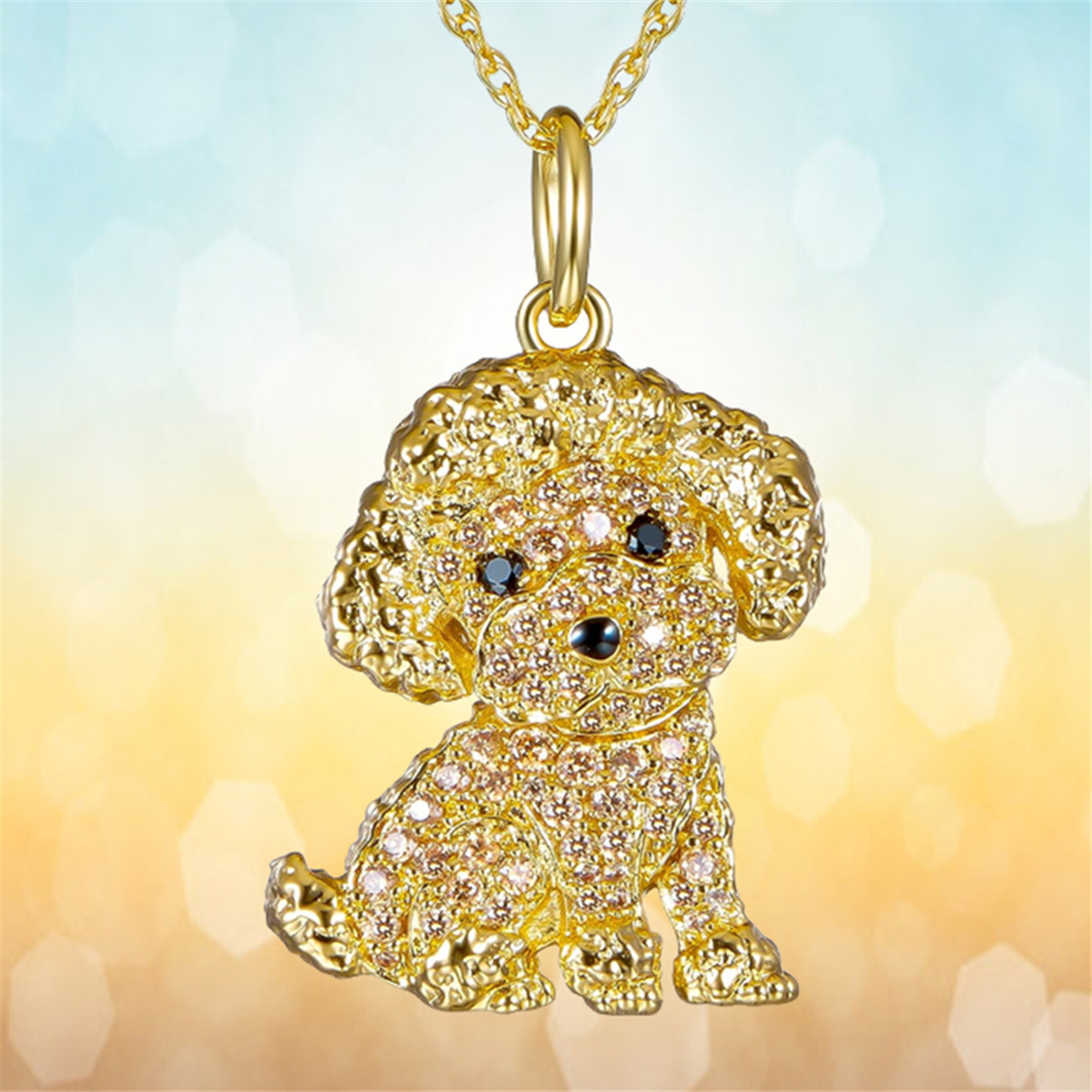 Zinc Alloy Chain Material cable chain Chain Type Cute Dog Artificial Crystal Zinc Alloy Cable Chain Pendant Necklaces Wholesale