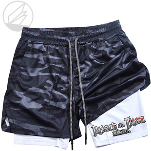 Summer Sports and Leisure Shorts Double-Layer Shorts Breathable and Comfortable Outdoor Basketball Training Pants Fitness Running Cross-Border