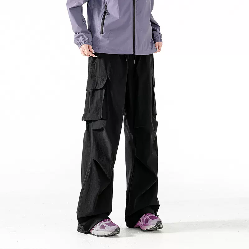 春夏伞兵裤户外工装裤女阔腿裤高腰弹力抽绳束脚徒步登山运动长裤