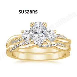 S925 Sterling Silver Set with Moissanite Ring 1 karat Wedding Ring Light Luxury Stacked and Cultivated Diamond Ring Women's Niche High-end Sense