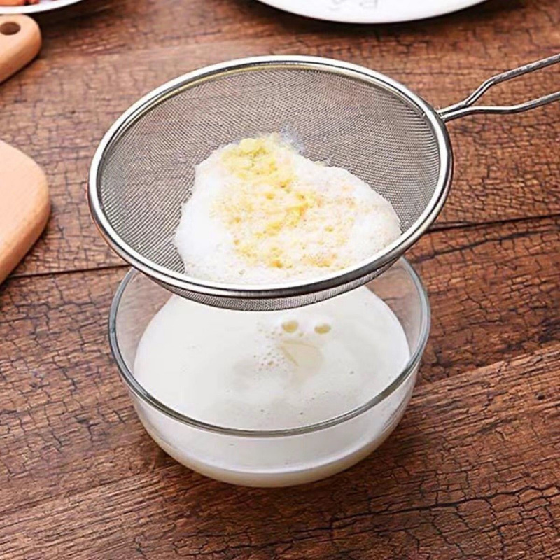 暗号化された 304 極厚豆乳スプーンハンドル家庭用ベーキングフィッシュスープフィルターふるい手持ち小麦粉ふるい|undefined