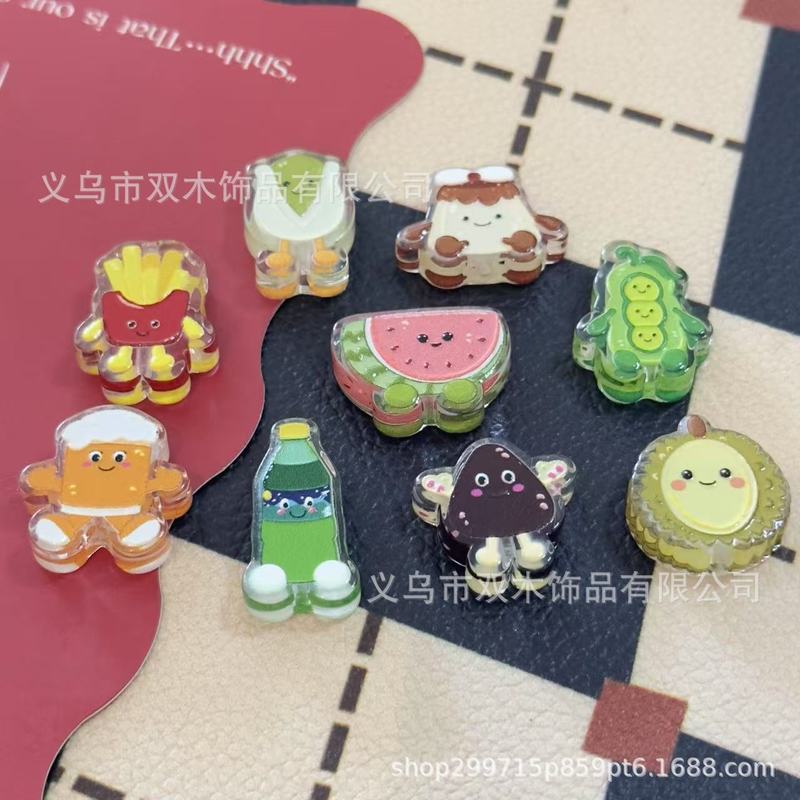 印花浮雕卡通果蔬饮料透明板材串珠 diy手链手机链包挂车挂配件|undefined