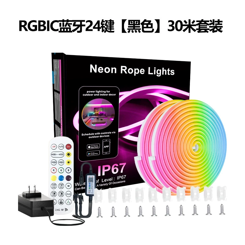 Неон-огни на основе светодиодной ленты Bluetooth RGB/RGBIC силиконовая, голосовое управление, варианты от 5 до 40 м