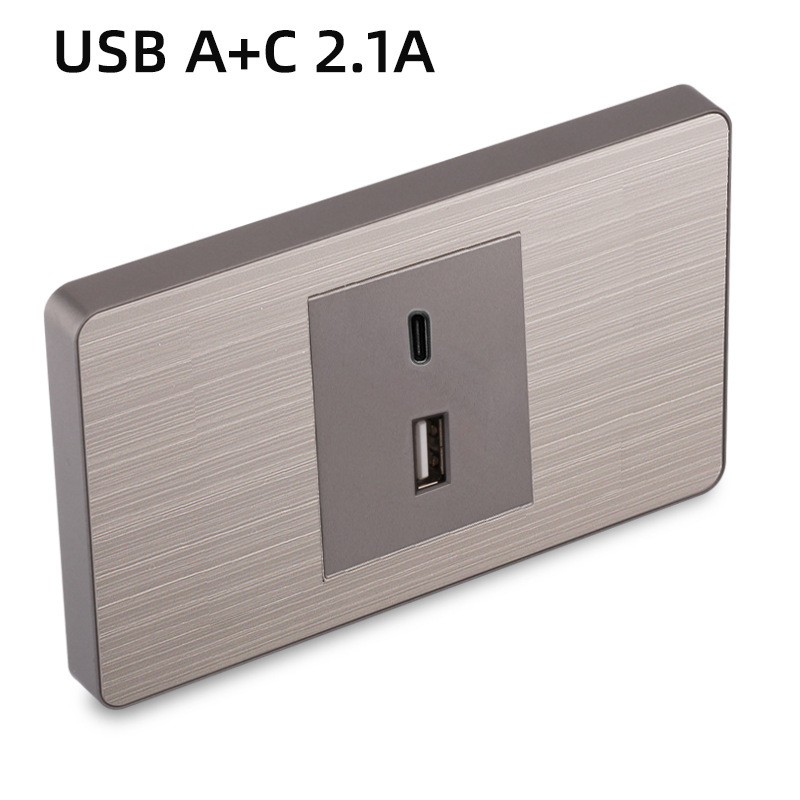 15A panel de metal de acero inoxidable gris dibujado tres agujeros Taiwan fabricado en Estados Unidos enchufe de pared conmutador suministro directo