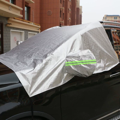 Car Snow Cover, Half Cover, Sun Protection and Rainproof Car Cover, Sunshade, Snow Cover, Frost Protection, Full Car Window Cover, Car Cloth (Car clothing) - silver-small-half-cover