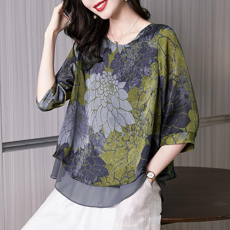 High-end rich wife beautiful fashion chiffon shirt Women's 2022 new summer printed small shirt top