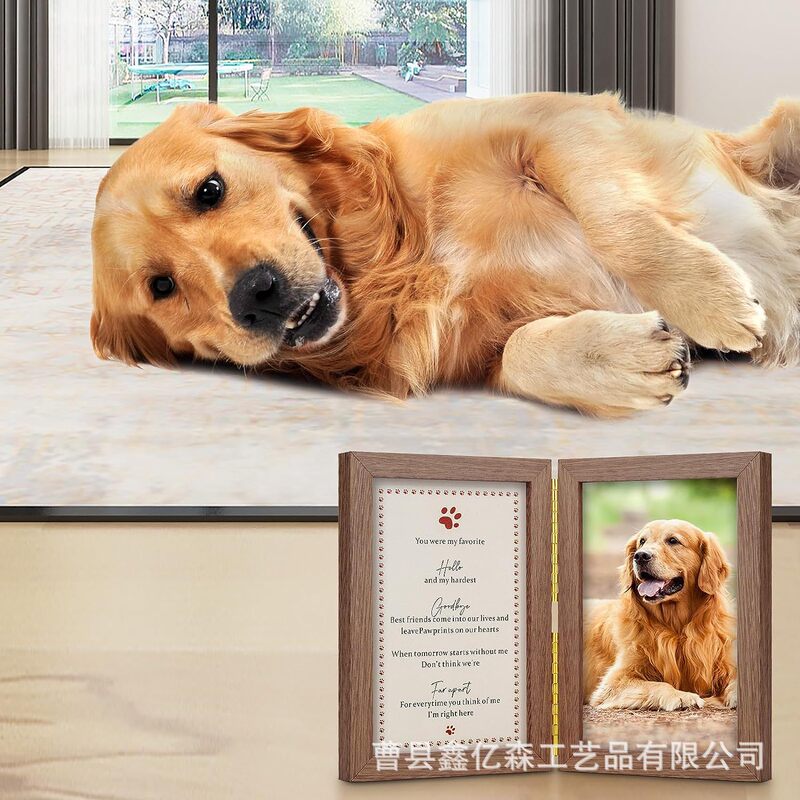 Wooden photo frame dog cat Memorial pet supplies living room bedroom photo frame table solid wood pet photo frame