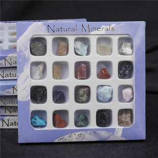 AliExpress Cross-border Source of 20 Kinds of Mineral Raw Stone Specimen Boxed Crystal Agate Ore Head Natural Crystal Student