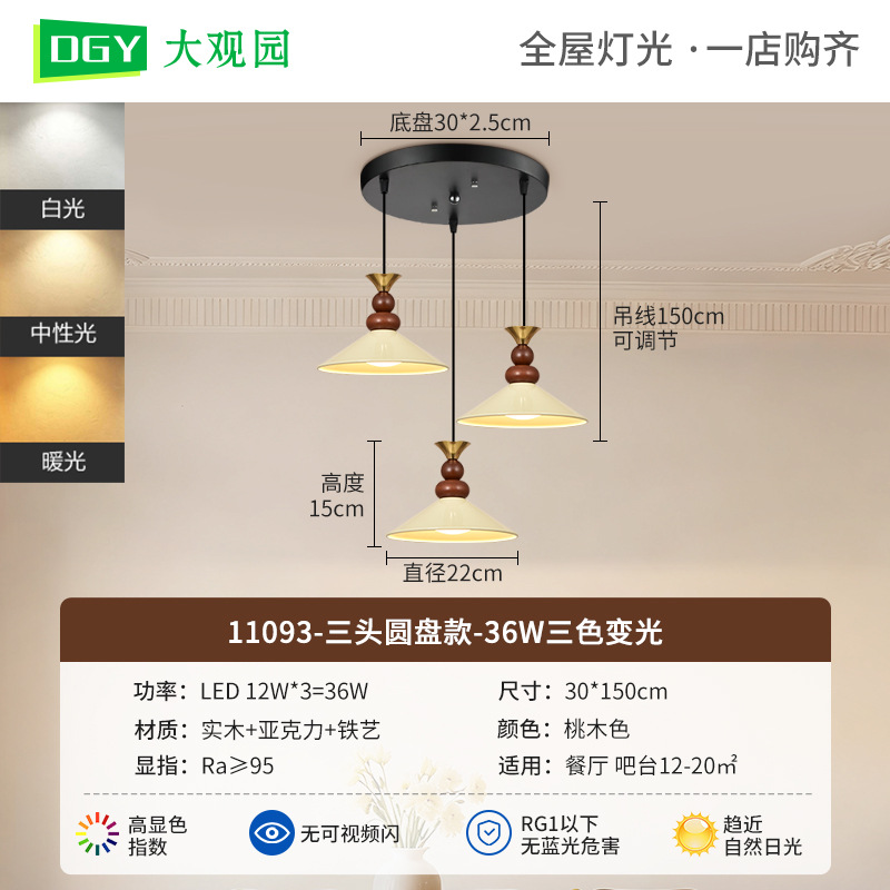 Disco de tres extremos 30cm - 36W de luz variable tricolor-espectro completo (Dawuan Garden)