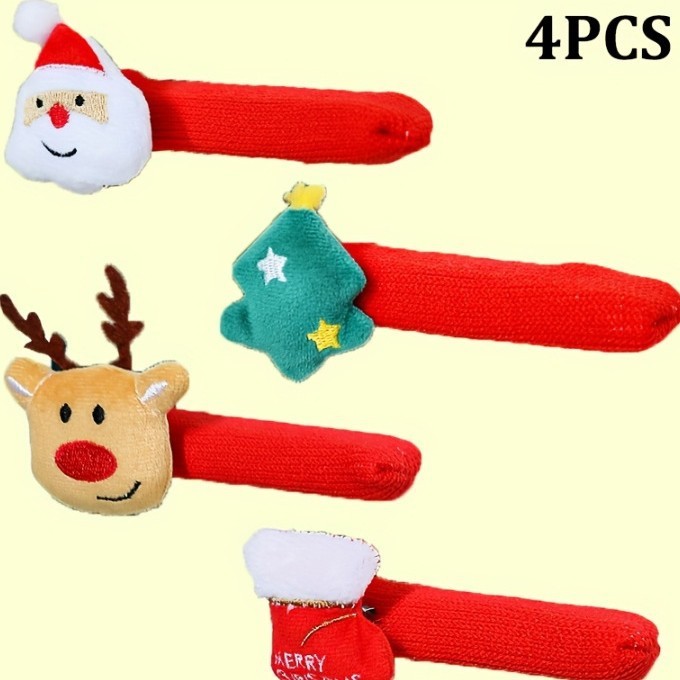 クリスマス装飾漫画サンタクロースドアハンドルカバークリスマスツリー装飾部屋保護カバークリスマスベル|undefined