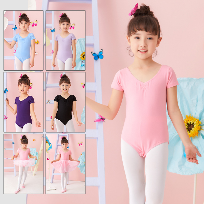 thumbnail image 1 of Ropa de baile para niños, ropa de práctica de verano de manga corta, vestido de ballet para niñas, ropa de baile de danza china, ropa corporal para niñas, 1 of 2
