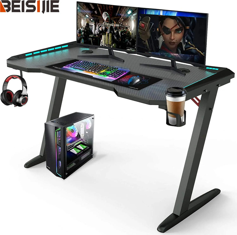 Z-Shaped Colorful Marquee E-Sports Table Internet Cafe Game Alien Competition Table Internet Cafe Desktop Computer Table Office Table Top