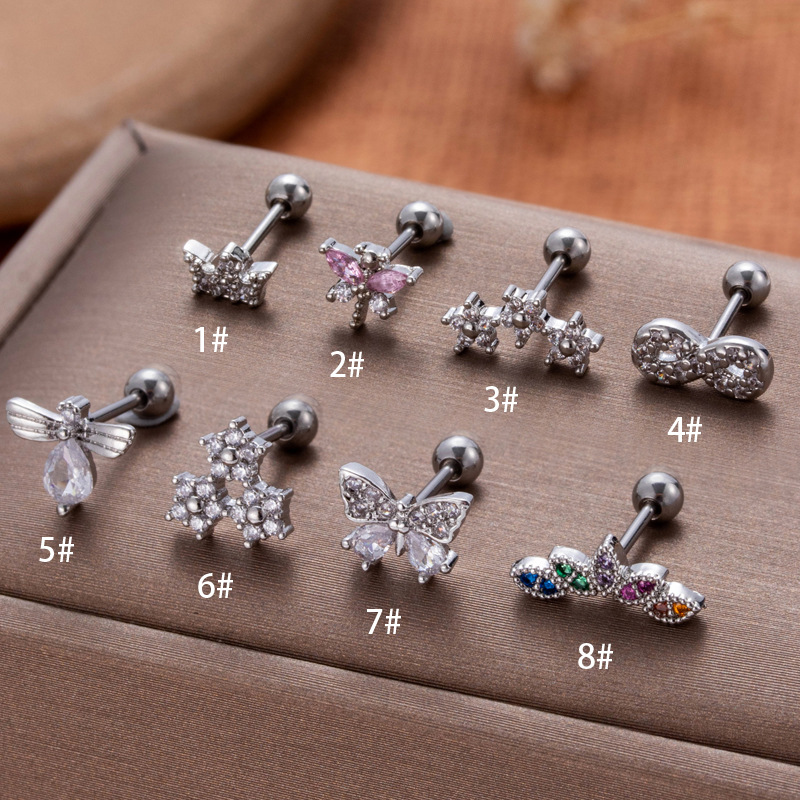 2PCS Henson's new stainless steel double head screw rod with a length of 0.8 ear bone nail powder zirconia dragonfly_voghion.com