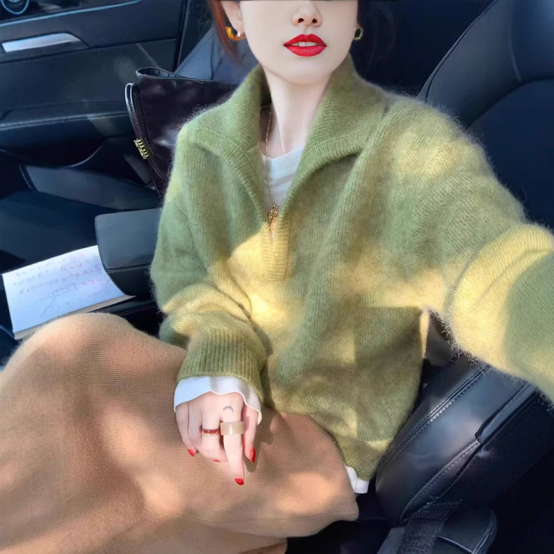 25 Autumn and Winter New Women's Polo Collar Woolen Knitwear Korean Style Versatile Lapel Pure Color Sweet Style Knitted Knitwear 25 Autumn and Winter New Women's Polo Collar Woolen Knitwear Korean Style Versatile Lapel Pure Color Sweet Style Knitted Knitwear