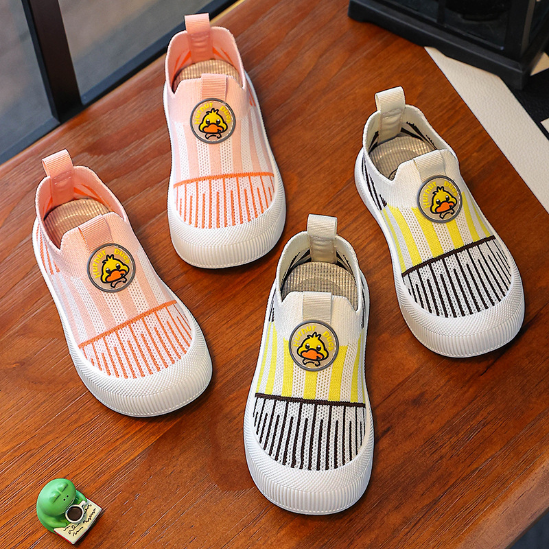 New Spring and Autumn Flying Woven Baby Boys and Girls Soft Bottom Non-slip All-match Lightweight Baby Breathable Slip-on sneaker