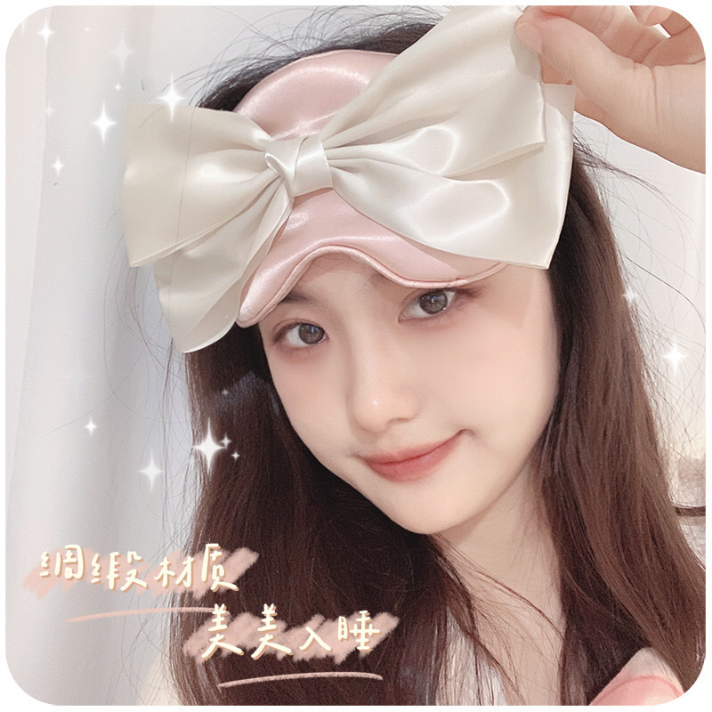 Girls' Bow-Knot Ear-Hanging Eye Mask for Sleeping, Light-Blocking and Breathable, Men's and Women's Sleeping Eye Protection, Sunshade, Cute Hair Hoop and Hairpin