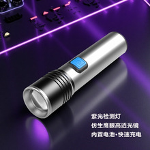 全新跨境紫光检测灯迷你便携变焦超远射防水户外家用led灯