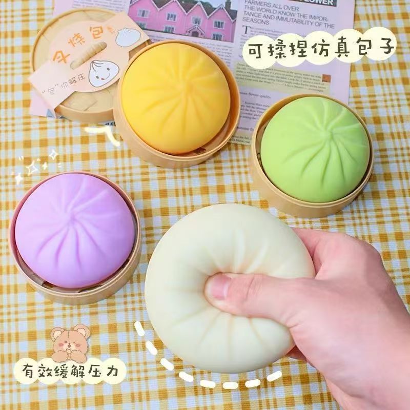 Simulated Steamer Bun Stress Relief Squeeze Toy, Internet Celebrity Style, Creative Prank Vent Ball, Stress-Relief Gadget Toy