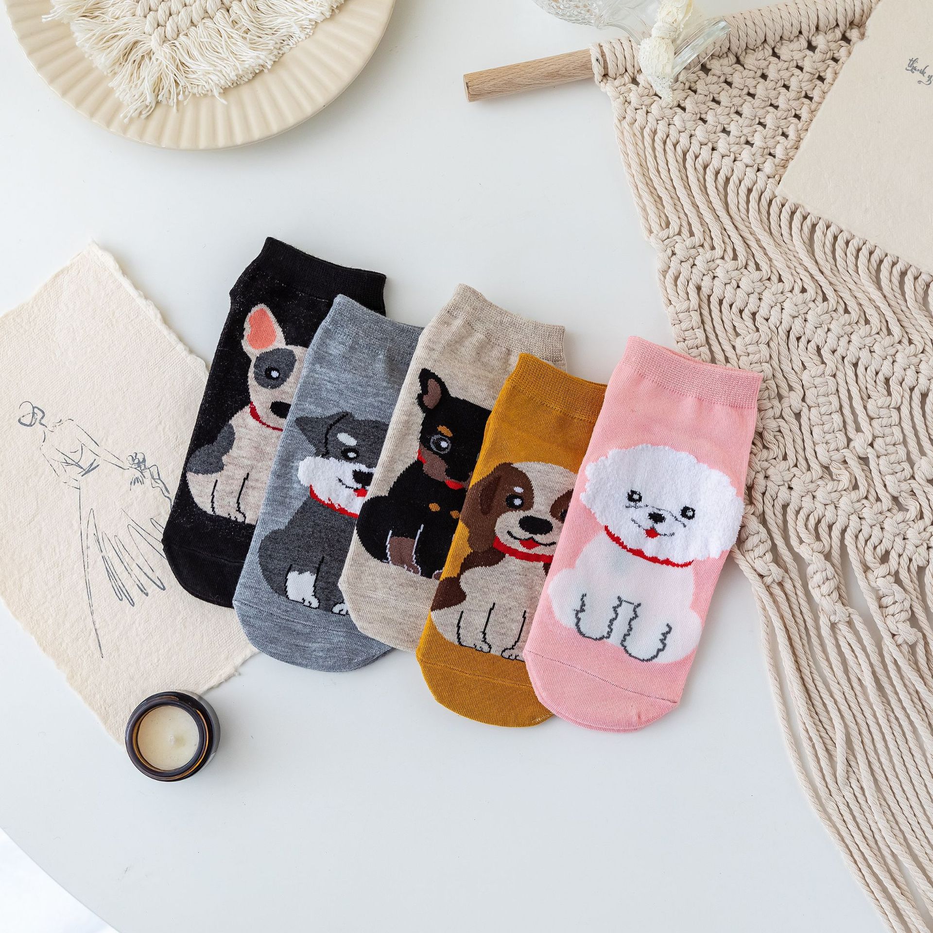 Primavera y verano nueva caricatura Comercio exterior Calcetines de barco de mujer estilo universitario boca baja calcetines invisibles ins estilo japonés calcetines cortos de moda