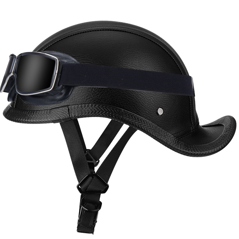 블랙 가죽 + 스퀘어 레트로 미러-꼬인 꼬리