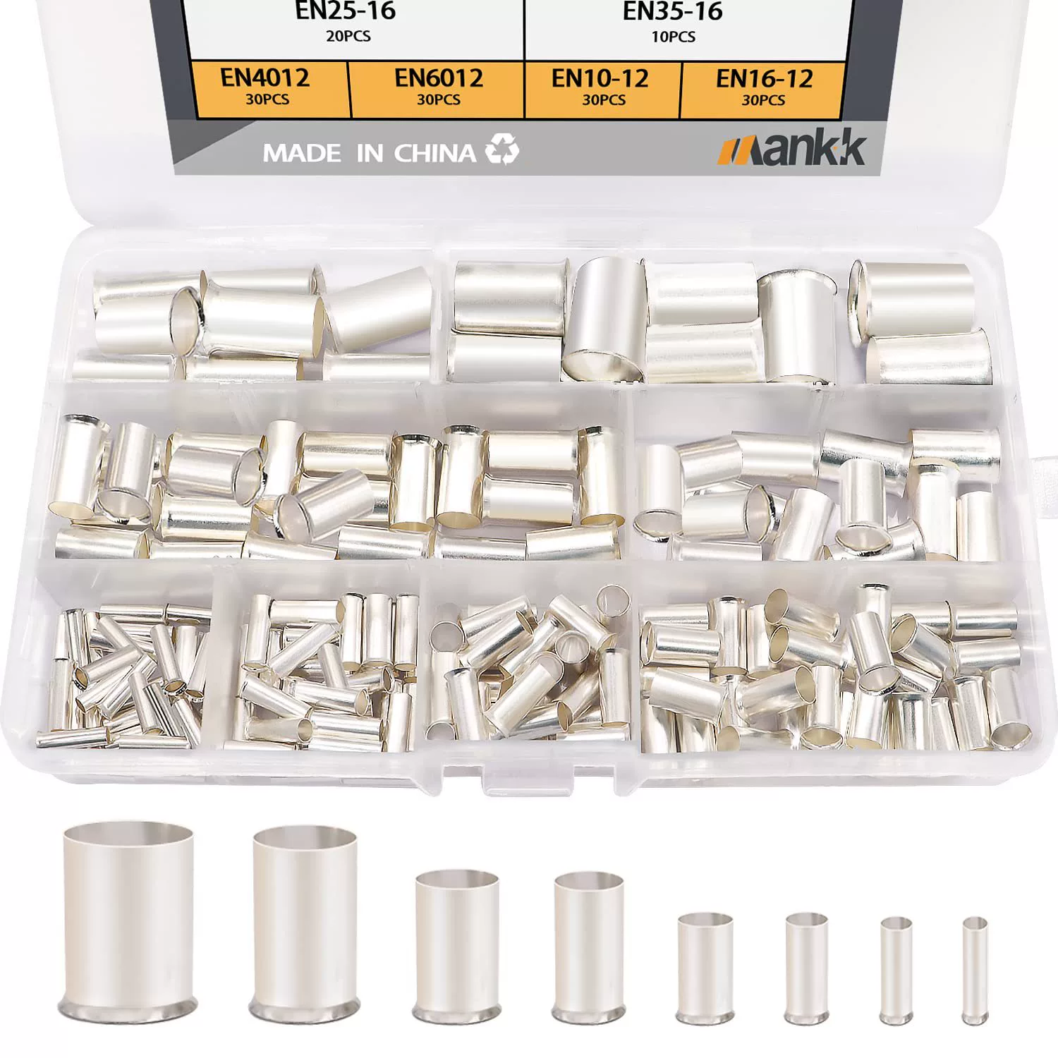 Mankk 166 Pcs Wire Ferrules Kits Silver Plated Copper Crimp