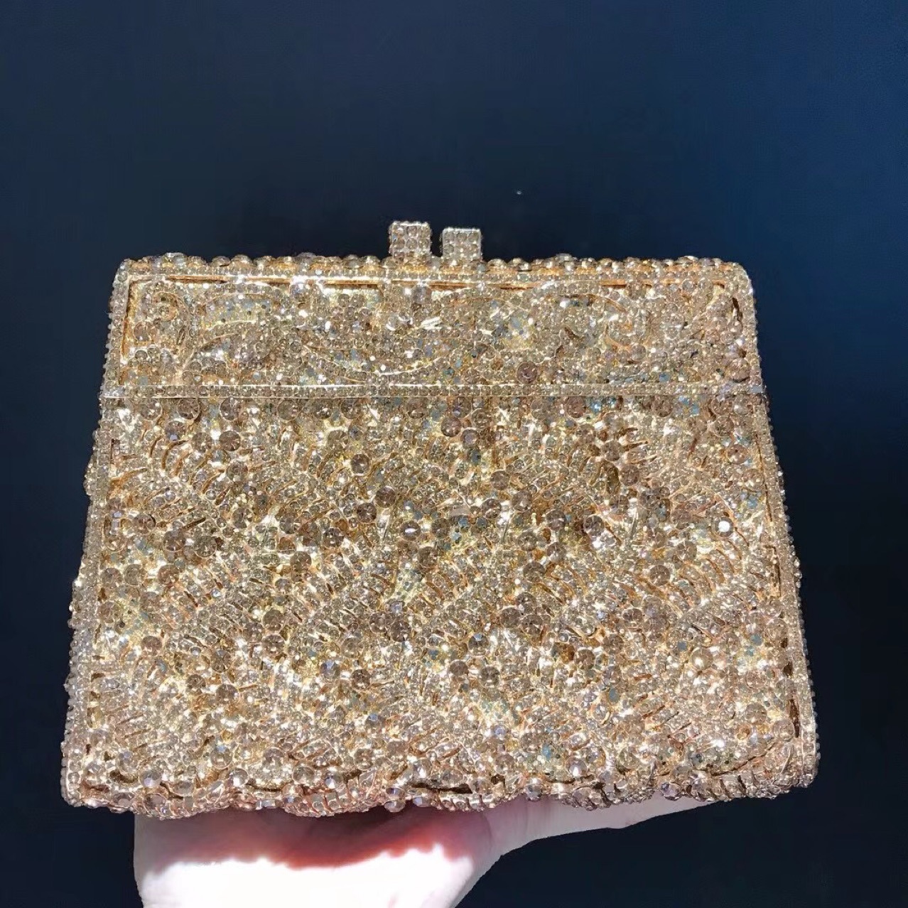 Nuevo hueco transfronterizo hoja de diamante caja trapezoidal bolsa de banquete de diamantes bolsa de mano clutch