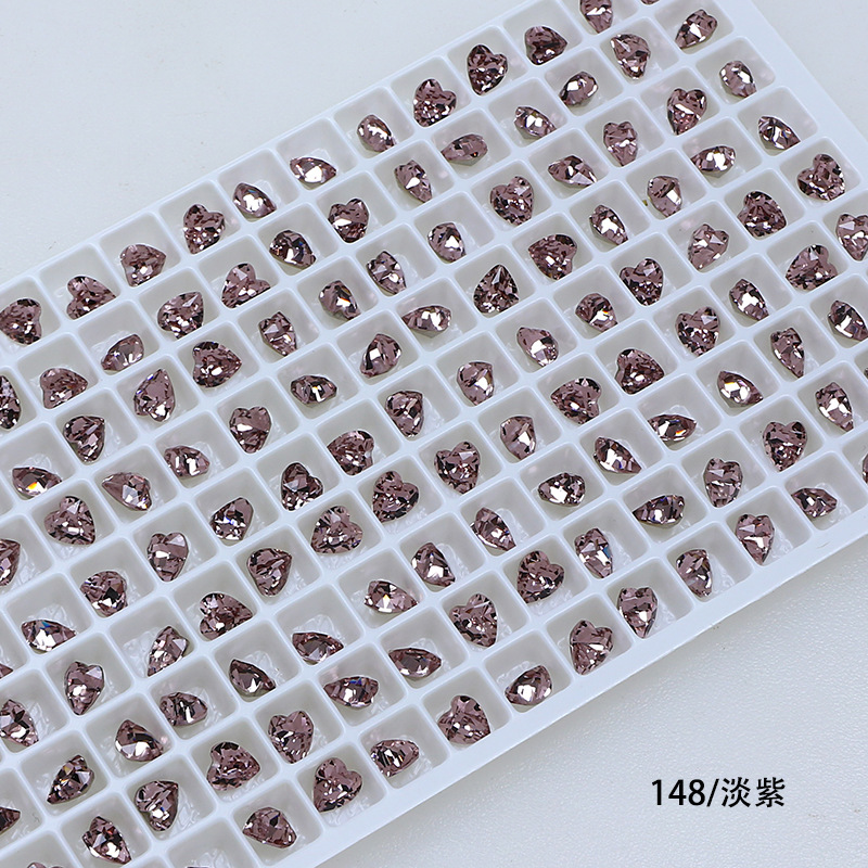 Dongzhou Crystal 6.5MM diamante de vidrio de fondo puntiagudo en forma de corazón de melocotón diamante de forma especial con fondo chapado en plata real