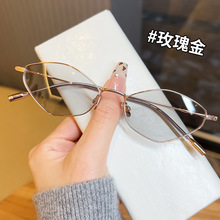 新款时尚网红超轻纯钛小框眼镜2421欧美多边形猫眼眼镜框可配近视
