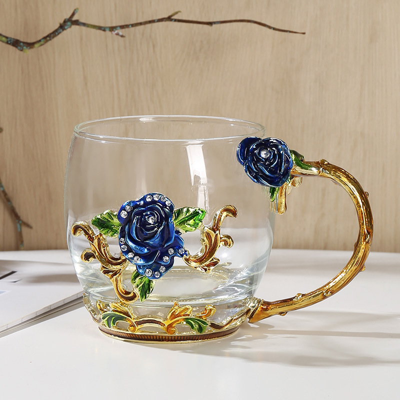Hitzebeständige Glastasse Mit Floralem Emaille-design_voghion.com
