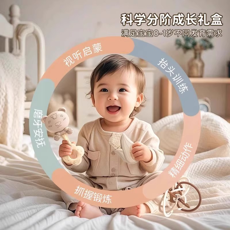 新生児満月ギフト 0-3 歳のベビーガラガラ新生児ギフトボックスセット赤ちゃんなだめるおもちゃミーティングギフト|undefined
