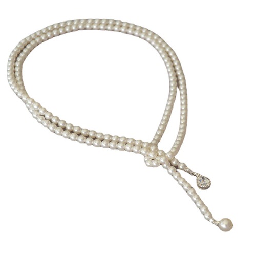French-style elegant, sweet, gentle temperament imitation pearl zirconium pendant Y-chain sweater chain with multiple wearing methods for women