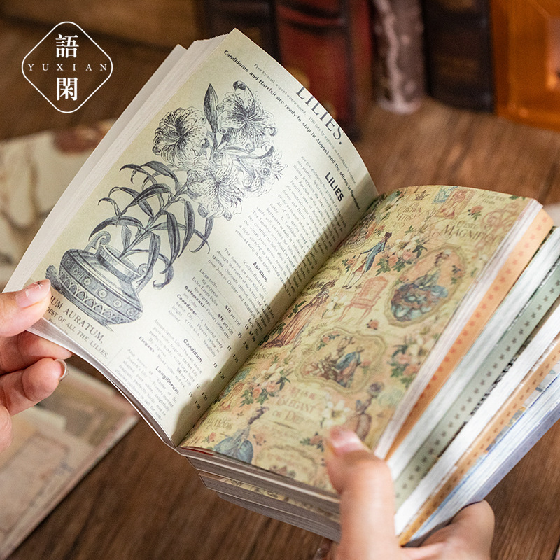 Language Leisure Material Paper Past Notes Series Retro Tearable Hand Account Pain Bag diy Wall Decoration Collage Base Paper