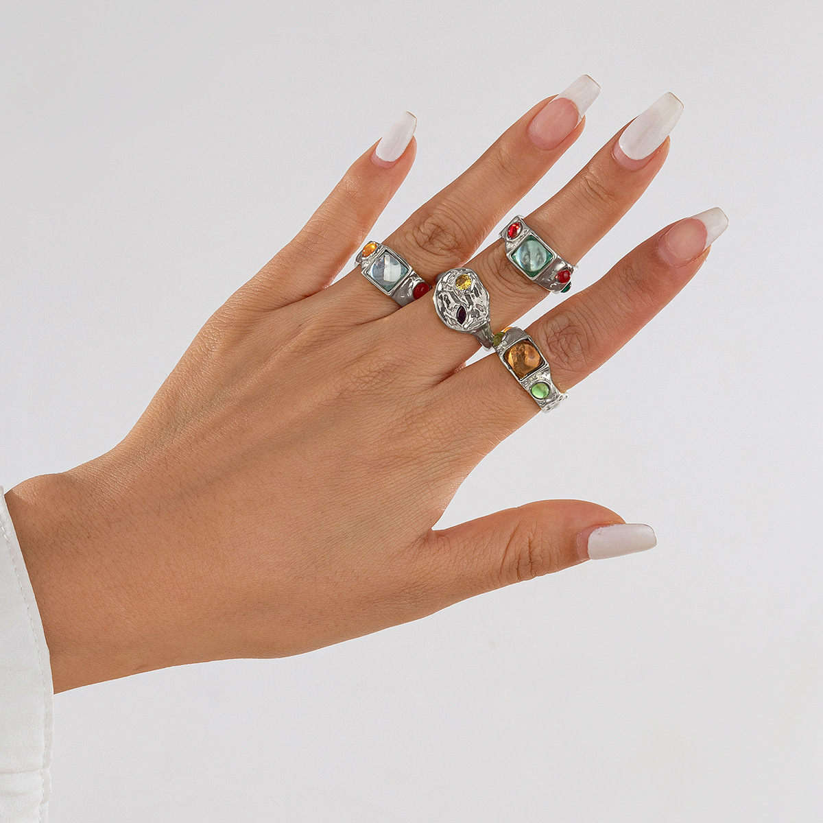 19g Weight Rhinestones Inlay Material Rings Classification One Size Ring Size 1 Set Quantity Holiday Occasion Alloy Material Geometric Pattern Women's Gender Plating Design Retro Style 1 Set Geometric Rings Alloy Rhinestones Women's Retro Rings 2