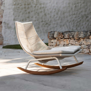 Outdoor Rocking Chair Balcony Leisure Coffee Table Combination Garden Courtyard Outdoor Lounge Chair Adult Scandinavian Rattan Bean Bag