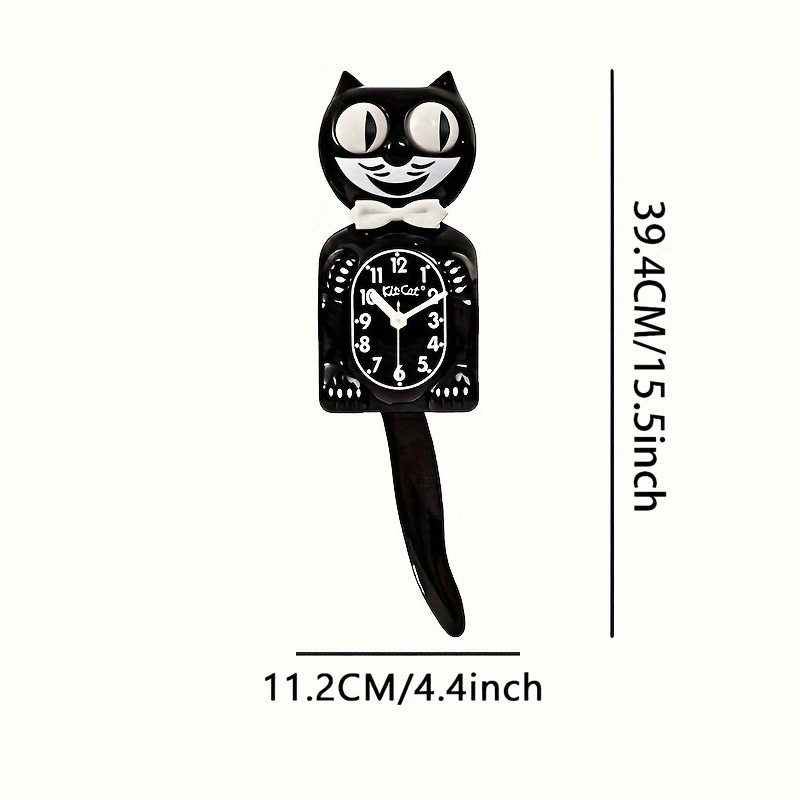 越境創意掛け時計漫画猫時計しっぽ揺れる壁時計かわいい猫個性家庭用客間石英時計|undefined