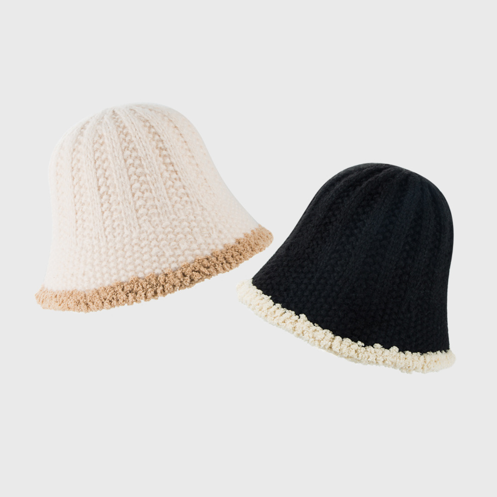 New Lamb Hair Fisherman Hat Warm Pot Hat Solid Color Knit Hat Wholesale display picture 3