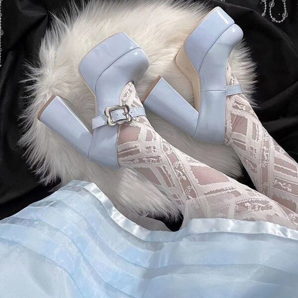 Hot Girl Style Chunky Heel Round-Toe Single Shoes, Women's Square-Toe Mary Jane Shoes, 2026 New Model, Multi-Color Elegant High-Heeled Uniform Shoes