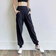 春夏プラスサイズルーズパンツ女性フィットネスパンツランニングパンツハーレムフィットネスウェア速乾性ハイウエストスポーツパンツヨガパンツ