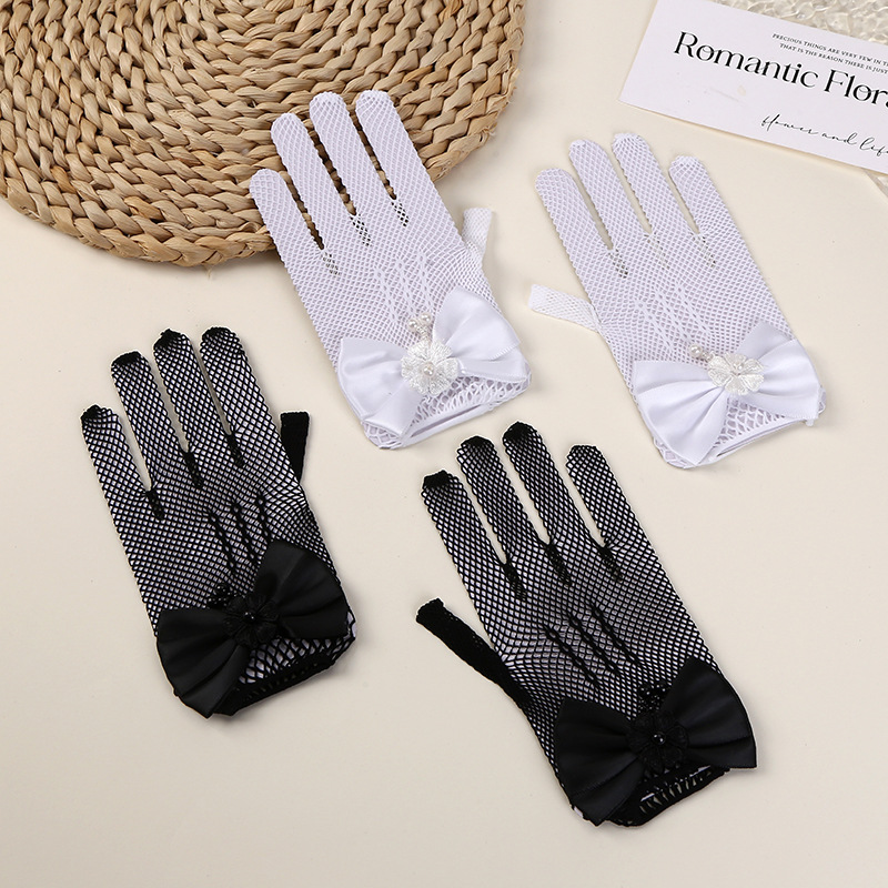 크로스 보더 레이스 장갑 성인 웨딩 원피스 장갑 여성 크리스마스 공연 춤 호스팅 메쉬 스트레치 활