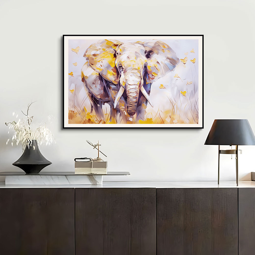 Pintura decorativa minimalista, elefante animal, sala de estar, comedor, pintura al óleo, estilo de porche