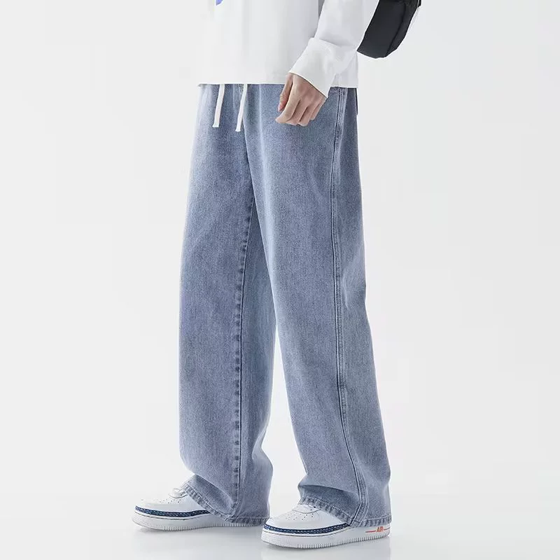 Деми-сезонные джинсы casual, свободный прямой оверсайз крой, плюс сайз S–3XL