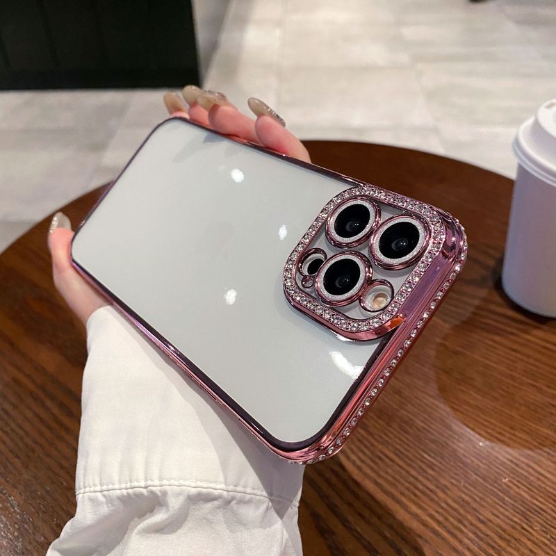 iPhone16 携帯電話ケースに適した透明電気メッキエッジドリル Apple 17promax 保護カバー新しい 1514 シリコーン|undefined