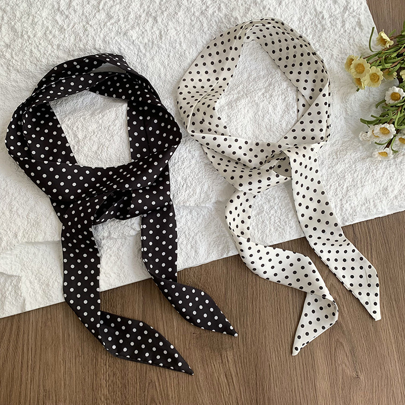Pañuelo de seda personalizado, lunares femeninos, delgado y estrecho, corbata de seda de simulación de alta calidad, cinta flotante, pañuelo en la cabeza, fábrica de origen de procesamiento