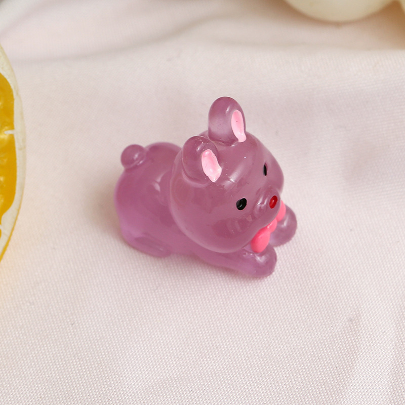 Nuevo luminoso tridimensional conejito diy crema pegamento accesorios hechos a mano accesorios de resina hielo transparente luminoso conejo al por mayor