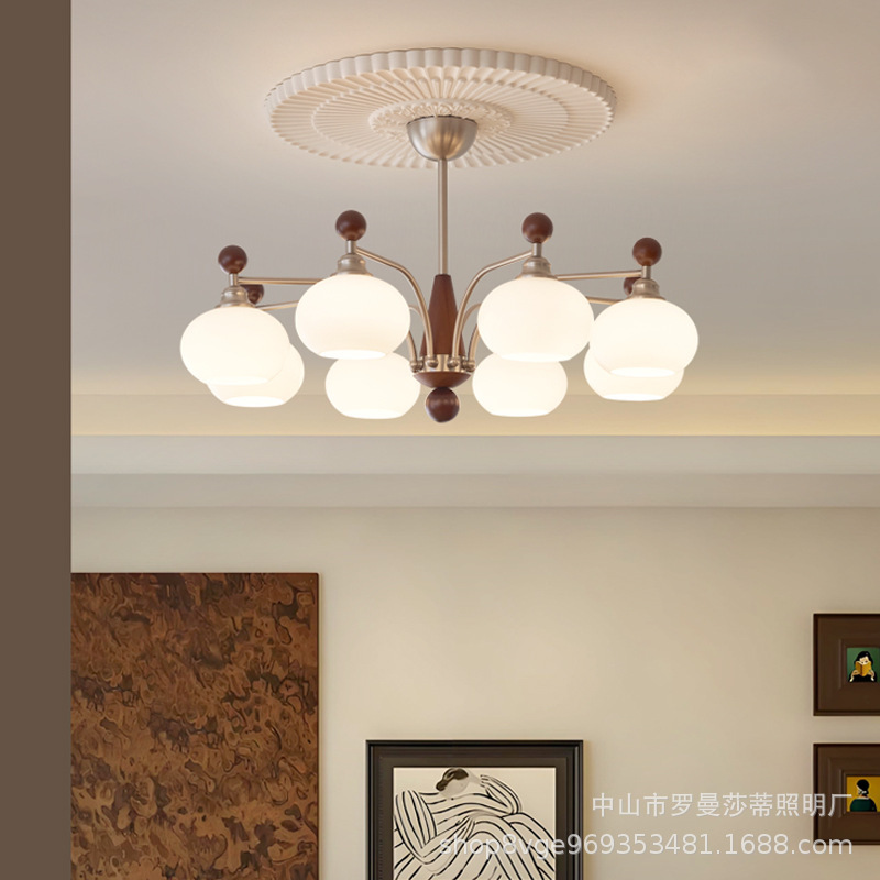 French Chandelier Ancient Style Living Room Lamp Quiet Style Retro Persimmon Hall Creative Designer High-end Art Lamps