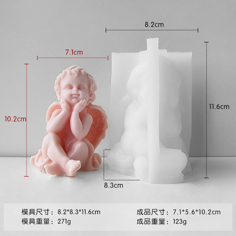 Jiahuimei Ángel de aromaterapia vela molde de silicona Ángel grande decoración de yeso molde DIY jabón hecho a mano