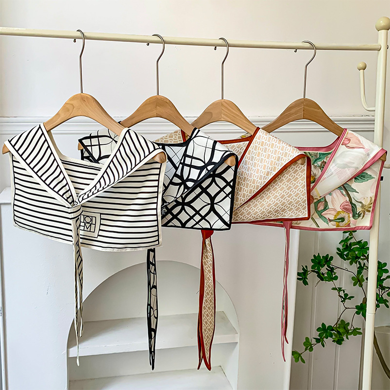 Chal de habitación con aire acondicionado, nueva decoración de cuello falso, bufanda anudada con protector de cuello, chal de seda, chaleco pequeño