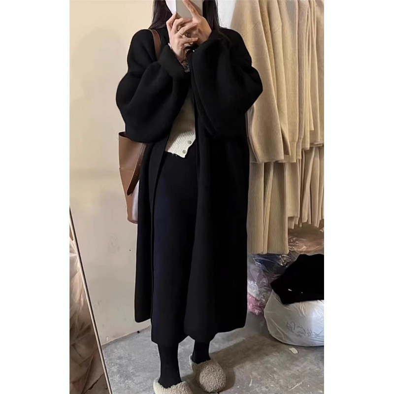 中长款毛衣开衫外套女春秋慵懒风高级感显瘦过膝宽松加厚针织大衣|undefined