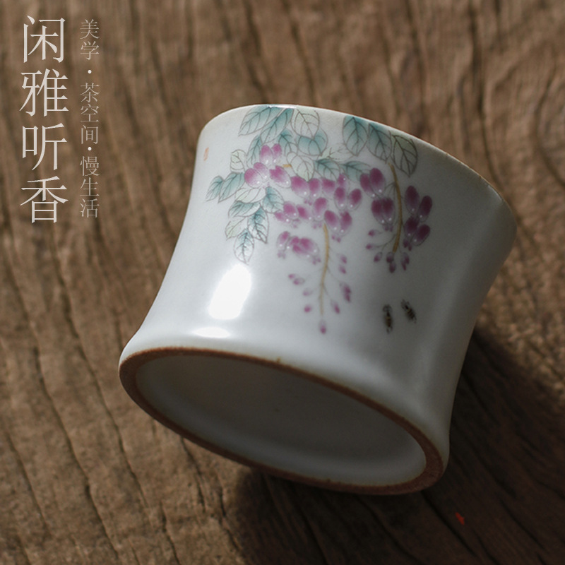 Luna blanca Ru horno mineral crudo filtro abierto colador de té con base juego de té de Kung Fu accesorios hechos a mano personalizados colador de té porcelana
