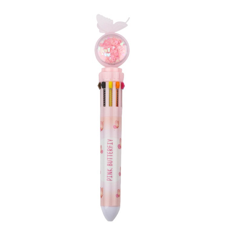 Papelería creativa lindo multicolor bolígrafo multifunción empuje color aceite pluma estudiante 10 color diario pluma